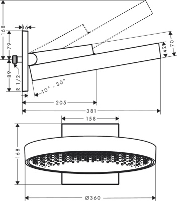 Hansgrohe Верхний душ Hansgrohe Rainfinity  Hansgrohe, артикул 1642